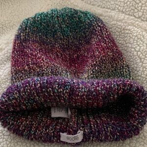 Ecote Gradient Knit Slouch Beanie in Teal, Purple & Pink